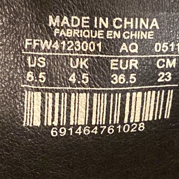 Fossil Boots Felicia Leather Riding boot Black Woven Detail Block Heel size 6.5 - Picture 5 of 17